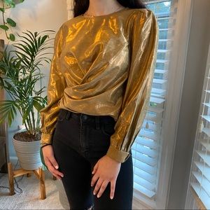 Anthropologie NSR metallic gold women’s blouse